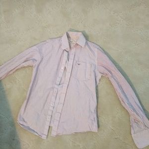 Hollister maroon and white striped button down